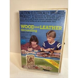 Vintage NSI Wood‎ And Leather Craft Decorating Kit –sealed Set 1970s Project Pen